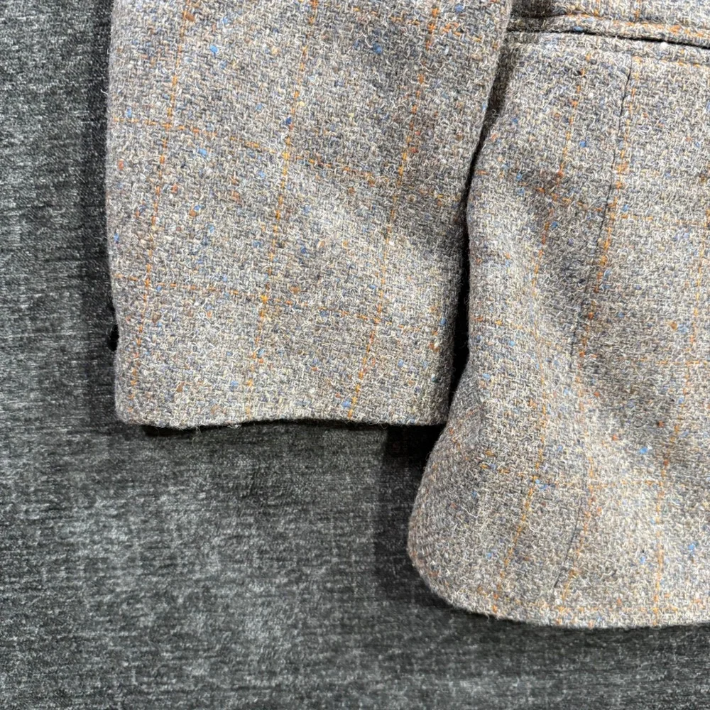 Hardwick Clothes Mens Grey Wool Tweed Windowpane Blazer Sport Coat Made in USA